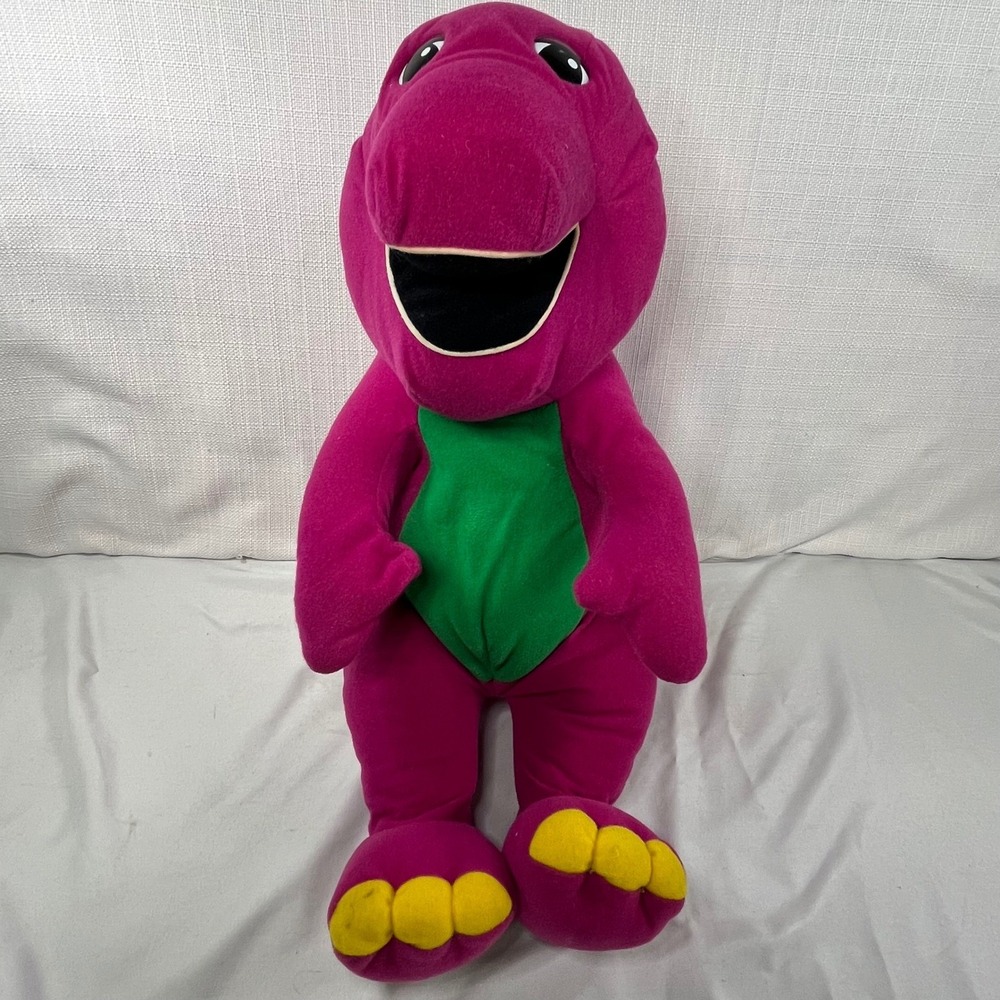 Vintage Playskool Talking Barney Dinosaur Plush 1992 1996 Purple 17 Inch Toy